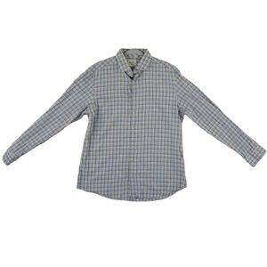 Ben Sherman Plaid Button Shirt Men's Size 16.5 Blue Yellow Slim Fit 100% Cotton
